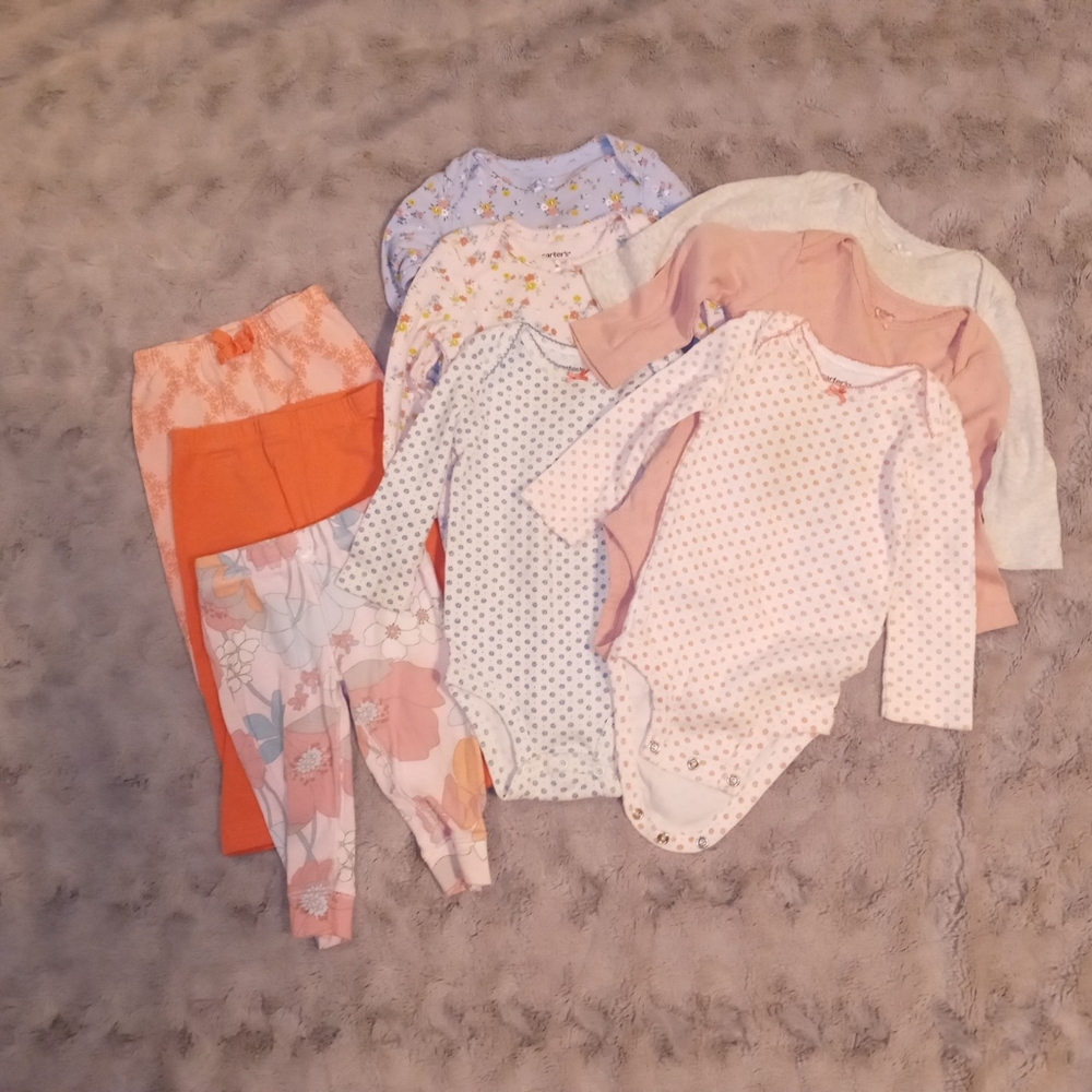 Huge Lot of 6 Carter's Onesies and 3 Leggings/Bottoms Size 9M - Picture 1 of 7